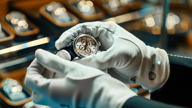 Uhrenwartung, Reinigung Luxusuhr, professionelle Pflege, Uhrmacher bei der Arbeit